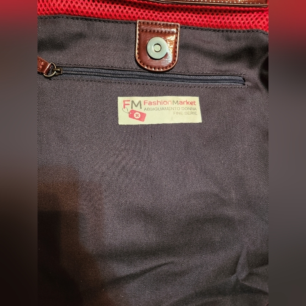 BURGUNDY FAUX Patent LEATHER Backpack - Picture 3 of 12